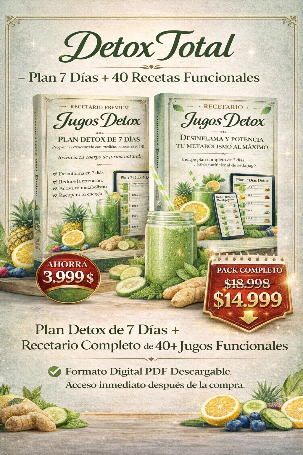 Détox Total – Plan 7 Días + 40 Recetas Funcionales